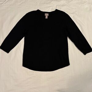 Chico's Classic Black Knit 3/4 Sleeve Top